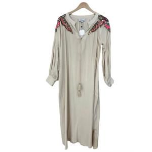 NEW BIANCA PARIS women's sequin shoulder long dress in brown